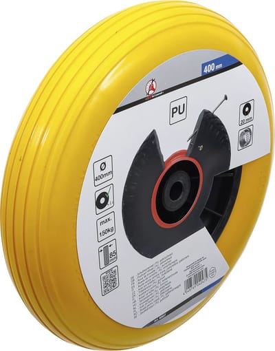 BGS Kruiwagenwiel - PU, geel/zwart - 400 mm