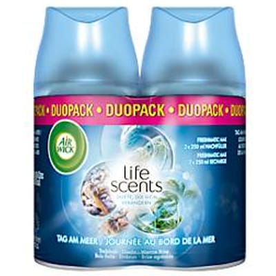 Verstuiver Air Wick Dag aan zee, duopack 2 x 250 ml, Navulling voor Freshmatic Max apparaten, werkt tot wel 60 dagen lang