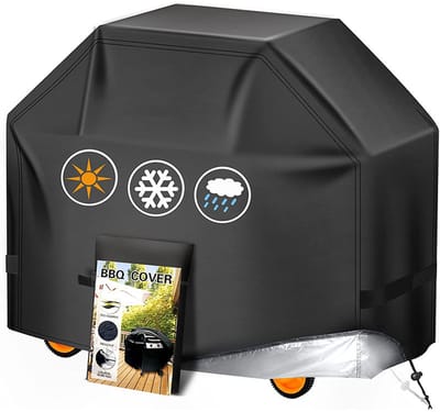 Geschikt voor Buitenbarbecue, 420D Oxford stoffen barbecuehoes, UV-bestendig en scheurbestendig, universele pasvorm voor gasbarbecues, afmetingen 145 x 61 x 117 cm - duurzaam en waterdicht, zwarts-Belle's product