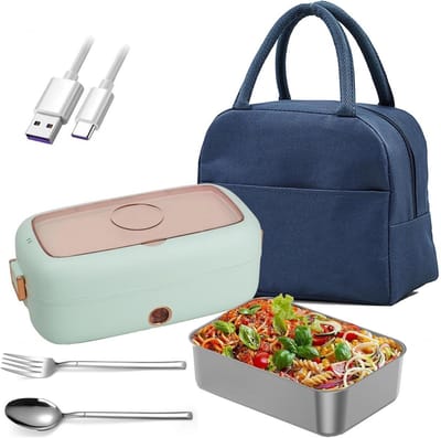 Verwarmde Lunchbox - Elektrische Lunchbox - Onderweg Eten - USB Aangedreven - 1.5 Liter - Groen