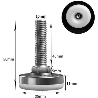 Roestvrij staal Verstelbare Meubelvoeten Nylon Basis Stelvoeten, voor Bank, Tafel, Stoel, Kast, Werkbank van Stelvoeten 8 Pcs