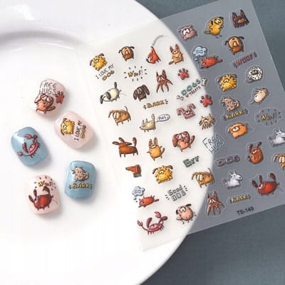 Frezarkowo Serie TS-149 - Zelfklevende 3D Nagelstickers - Cartoon Hond - 9,5 x 8 cm
