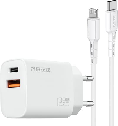 35w usb C lader met 1m oplaadkabel geschikt voor iPhone 14 13 12 11 X - Snellader - Power adapter met 2 poorten en usb C kabel