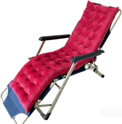 Fauteuil Kussen - Ligstoel Matras - Buiten Ontspannen - Met Bevestigingsbanden - 155x48x8cm - Rood