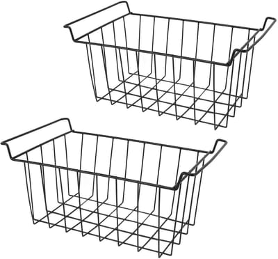 Dailygoody - Freezer Wire Organizer Baskets - 2 Stuks - Ideaal voor Koelkast en Vriezer Organisatie - Ruimtebesparend - Handige Opbergbakken - Voor Ee