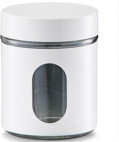Zeller Voorraadpot - 600 ml - wit - met venster - luchtdicht - voedsel bus