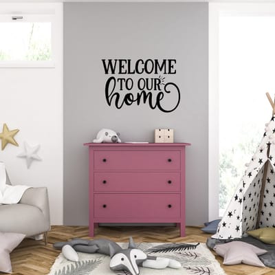 Muursticker - Welcome To Our Home - 46,4 x 68 - Zwart