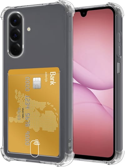 Hoesje - Geschikt voor Samsung Galaxy A17 - Met Pashouder en Kaarthouder - Telefoon Hoes Shockproof - Siliconen Case - Back Cover - Shock Proof - Pasjes Houder - Transparant