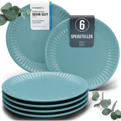 Pure Living Hygge Dinerborden - Groen - 6 Stuks (Ø 26 cm) - Magnetronveilig - Krasbestendig