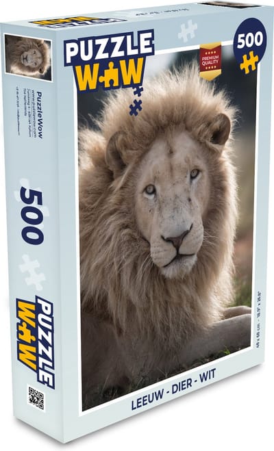 Puzzel Leeuw - Dier - Wit - Legpuzzel - Puzzel 500 stukjes
