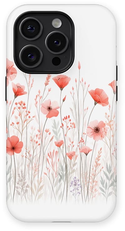 Bloemen Design Hoesje geschikt voor iPhone 14 Pro | Flower Print Tough Case met Mag | Shockproof | Bloemen Motief Backcover geschikt voor iPhone 14 Pro Blush Border