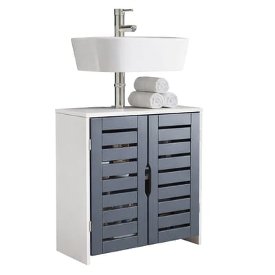 VCM Waschbeckenunterschrank, Holz Badschrank mit 2 Drehtüren, H. 60 x B. 60 x T. 29 cm, Badunterschrank Flonali
