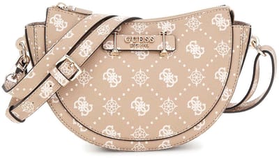 GUESS schoudertas Silia Mini Convertible Shoulder Bag Biscotti Logo Taupe