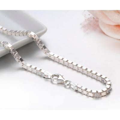 35cm-80cm 3mm Echt Massief Puur 925 Sterling Zilveren Doosketting Ketting Vrouwen Mannen Sieraden Collier Kolye Collares Off White Ketting 50cm 3mm white