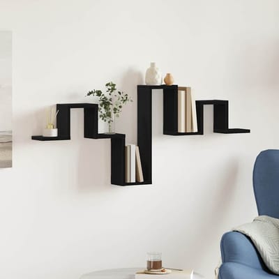 vidaXL - Wandplank - Muurmontage - Zwart - Eiken - 104,5 - x - 43 - x - 10 - cm
