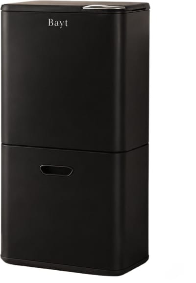 Bayt Prullenbak 60 Liter - Vuilnisbak 60 Liter - Prullenbak Afvalscheiding - 2 Compartimenten - RVS - Zwart
