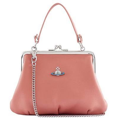 Vivienne Westwood Oma Frame Metalen Logo Afneembare Schouderriem Ketting Sluiting Lamsvel Schouder Tote Tas Portemonnee Dames handtassen 5202000342105G401 Basic Set (Bag) white