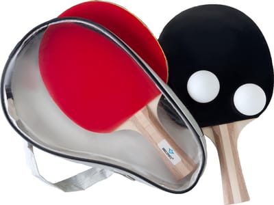 Tafeltennisset 3 Ster – 2 Houten Bats & 2 Tafeltennisballen 40 mm – Inclusief Opbergtas met Rits – Ping Pong – Longfield