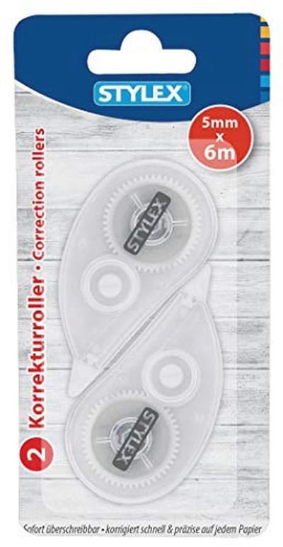 Correctieroller 5 mm - 6 m, 2 stuks - Onmiddellijk Overschrijfbaar, Snel en Nauwkeurig Corrigeren op Elk Papier