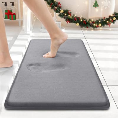 Memory Foam Badmat 60x40cm - Extra Zachte en Absorberende Badmatten - Antislip Wasbaar Tapijt voor Vloer - Douche en Bad - Grijs
