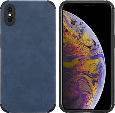 Cadorabo Hoesje geschikt voor Apple iPhone X / XS in Saffier Blauw - Beschermhoes gemaakt van TPU-silicone Case Cover met fijne faux-suède achterzijde