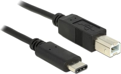 USB-C naar USB-B kabel - USB2.0 - tot 3A / zwart - 0,50 meter