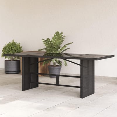 Tuintafel met glasplaat - Balkontafel Terrastafel - Buiten Eten - Gehard glazen blad - 190 x 80 x 75 cm