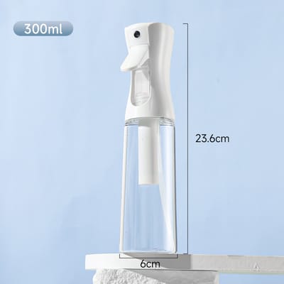 Continuous Spray Bottle - Superfijne Mist - Herbruikbare Plastic Fles - Voor Gezicht, Planten & Schoonmaak - Witte Kop + Transparante Fles - 10 oz (300 ml)-1 Stuk