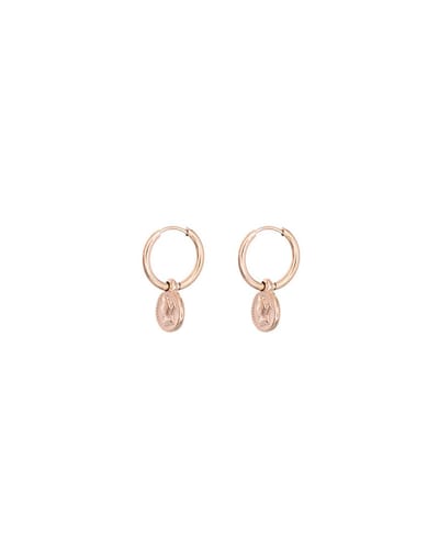 Mint15 Minimalistische oorringen 13mm - Oorbellen 'Little Coin' met klein muntje 8mm - Roségoudkleur RVS/Stainless Steel