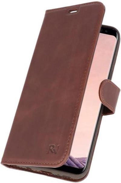 Mocca Rico Vitello Echt Leren Bookstyle Wallet Hoesje voor Samsung Galaxy S8 Plus