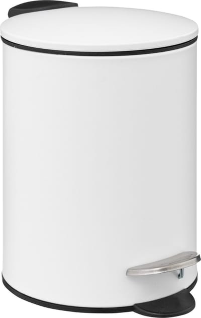 5Five Pedaalemmer - wit - metaal - 3L - 23 cm - soft close - voor badkamer en toilet