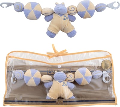 wagenspanner / parkspanner HIPPO met rammelaar - Jolly baby - 40 x 15 cm - SUPERZACHT