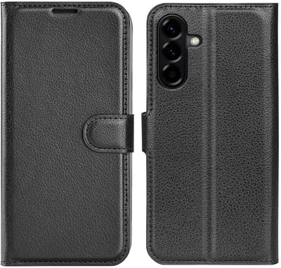 Hoesje geschikt voor Samsung Galaxy A57 - Phonesta Litchi Skin Book Wallet Case - Zwart