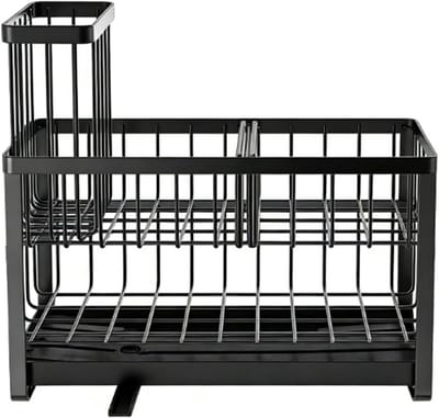 Keuken organizer - Aanrecht houder - Spoelbak opruimen - Roestvrij staal - 23.5 cm - Zwart