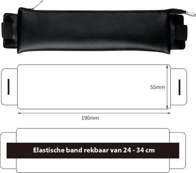 Ainy - Pen etui voor tablet zwart - Geschikt voor Apple Pencil 1/2 - Universeel - Elastisch voor 24 - 34 cm