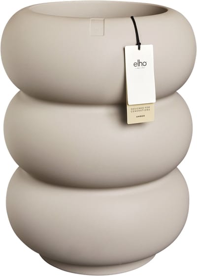 Elho Amber Roll High 43 - Bloempot voor Binnen & Buiten - 100% Gerecycled Plastic - Ø 43 x H 58 cm - Balanced beige