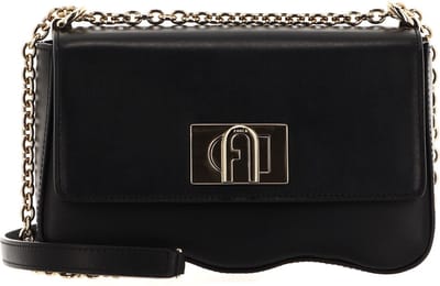 FURLA Leren Schoudertas 1927 Mini Crossbody Wave Nero Zwart