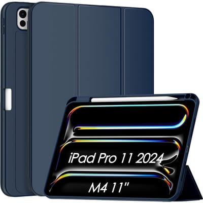 11 iPad Pro Wake Up Display Case, marineblauwe hoes, Smart Case 360° bescherming, Apple Pencil
