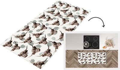 Keukenloper - Loper keuken - Schotse hooglander - Koe - Dieren - 120x50 cm - Keukenloper vinyl