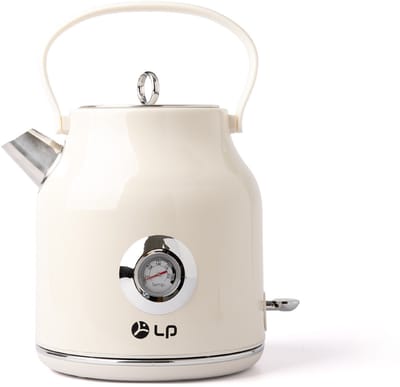 Namajunas - Waterkoker retro - Inhoud 1,7 liter - RVS - Elektrische Waterkoker - Crème - Temperatuuradisplay - 360° draaibaar