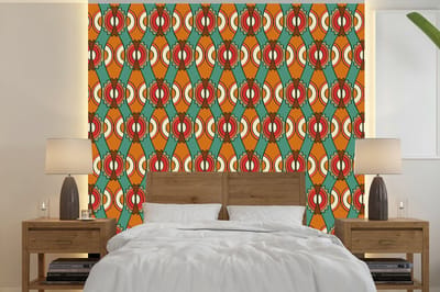 Behang - Fotobehang Design - Retro - Oranje - Abstract - Breedte 240 cm x hoogte 240 cm