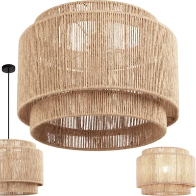 tectake® Plafondlamp Lignea Lux - Hanglamp in Boho stijl - Ø46 x 32 cm - Woonkamer Lamp met Lampenkap van Jute - 40W - Decoratieve Hanglampen voor Woonkamer, Slaapkamer, Eetkamer