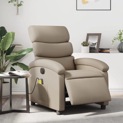 vidaXL - Massagestoel - verstelbaar - elektrisch - kunstleer - cappuccinokleurig