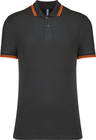 Kariban Gestreepte herenpolo korte mouwen K272 - Dark Grey / Orange - 3XL