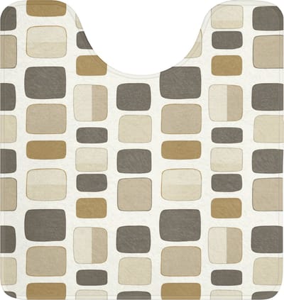 WC mat met uitsparing 55x60 cm - Antislip - Blokken - Vintage - Grijs - Toiletmat met uitsnijding - Vloermat - Douchemat - Toilet tapijt - Toiletmatten