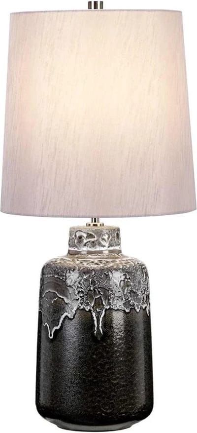 Elstead Lighting LED Tafellamp Woolwich | 1X E27 Max 60W | Textured Graphite, White Glaze and Silver Shade.