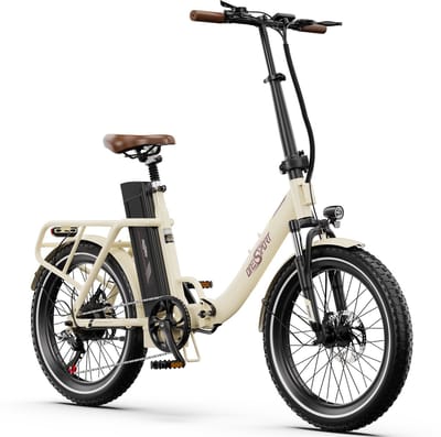 Onesprot 20 inch opvouwbare elektrische fiets - 816Wh lithium accu - tot 120 km actieradius - 250W achterwielmotor - Shimano 7 versnellingen - 40Nm koppel - 30° helling capaciteit - 20×3.0 brede banden - Bluetooth APP bediening - wit