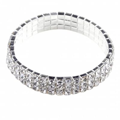 XXL strass armband -zilverkleur- 20 cm-3 rijen - Charme Bijoux