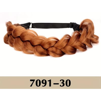 Brede Vissengraat Gevlochten Synthetische Modieuze Haar Hoofdband Hairextensions Verstelbare Twist Elastiek Voor Vrouwen brown