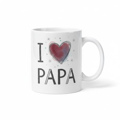 I Love Papa Mok 330 ml – Hartjesdesign Vaderdag Cadeau – Schattige Keramische Koffiebeker voor Papa